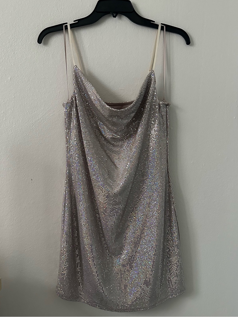 Sequin Cowl Neck Mini Sparkling Dress